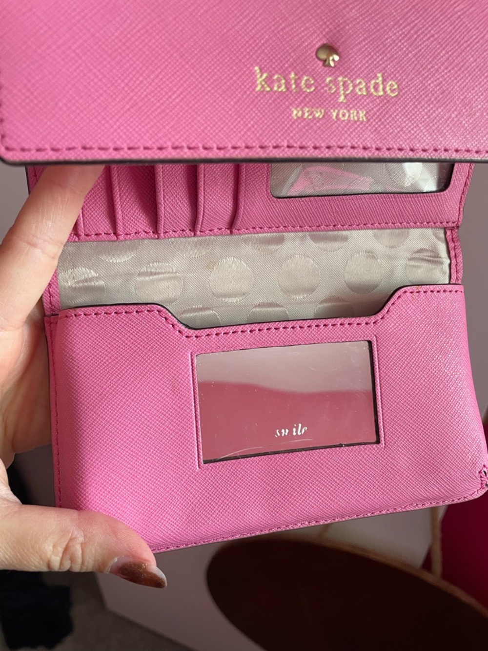 kate spade hot pink Saffiano leather wallet wristlet - Picture 4 of 5